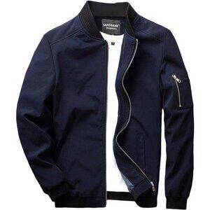 Men's Slim Fit Lightweight Softshell Flight Bomber Jacket Coat  Blue